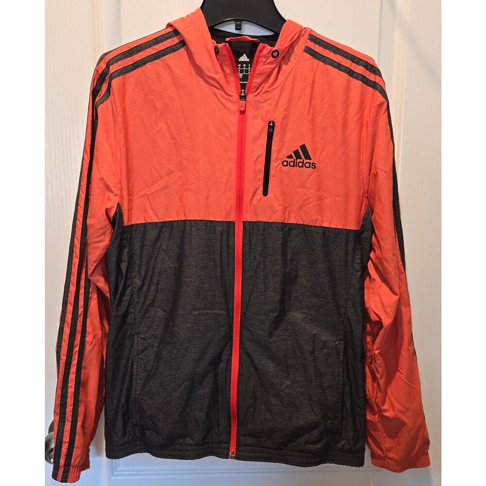 Adidas windbreaker hooded jacket sz S READ